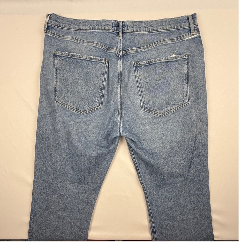 Agolde Riley Long Womens Jeans Size 33 Light Wash High Rise Straight Leg Blue - Picture 2 of 12